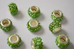 ビーズクラブ ロンデル メタルビーズ 大穴 指輪 グリーン 12mm 4個 ブレスレット ネックレス 金具 金属ビーズ パーツ