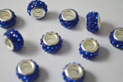 ビーズクラブ ロンデル メタルビーズ 大穴 指輪 ブルー 12mm 4個 ブレスレット ネックレス 金具 金属ビーズ パーツ