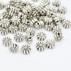 ビーズクラブ ロンデル メタルビーズ 菊 シルバー 50個 4mm ブレスレット ネックレス 金具 金属ビーズ パーツ