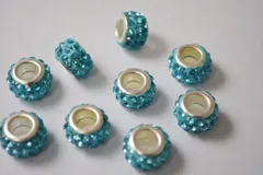 ビーズクラブ ロンデル メタルビーズ 大穴 指輪 水色 12mm 4個 ブレスレット ネックレス 金具 金属ビーズ パーツ