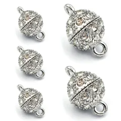 マグネット クラスプ ラインストーン シルバー 大 5個 13mm 銀色 留め金 ネックレス ブレスレット パーツ ハンドメイド ビーズクラブ
