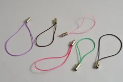 携帯ストラップベース 銀 6色アソート ミックス 7mm金具付 30本 ストラップ ビーズクラブ