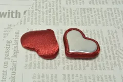 サテン ハート カボション レッド 2個 22mm ボタン ピアス イヤリング パーツ ビーズクラブ