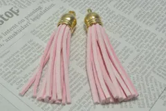 ロング スエード タッセル チャーム NO.35ライトピンク 2個 57mm ピアス イヤリング ゴールド ビーズクラブ