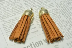 ミニ スエード タッセル チャーム NO.17キャメル 2個 37mm ピアス イヤリング ゴールド ビーズクラブ