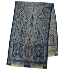 エトロ スカーフ ストール ショール アクセサリー 大判 総柄 ペイズリー柄 シルク ウール ブルー ネイビー マルチカラー ETRO 上品 洗練 芸術性 存在感