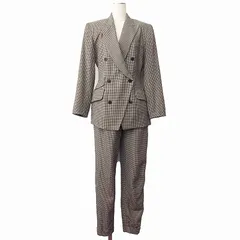 ダナキャランニューヨーク DKNY 90a パンツスーツ ダブル ジャケット 千鳥格子柄 4 黒白のサムネイル