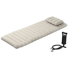 【防災対策にも!】 アイリスオーヤマ エアーベッド 簡易ベッド シングル ベージュ 厚み13cm極厚ボリューム 専用ポンプで約2分で膨らむ エア