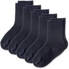 [フクスケ] スクールソックス【クルー丈】通学 抗菌防臭 吸水速乾 5足組 ガールズ ネイビー 22(22-24cm)