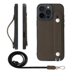 新品 HANATORA for iPhone 16ProMax ケース 本革 耐衝撃 背面ベルト ストラップリング スマホケース スマホ スタンド機能 ネックストラップ 付き カードポケット シュリンクレザー ギフト トープ CGHGZ-16ProMax-Ta