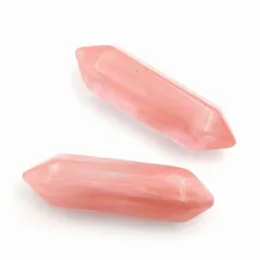 チェリークォーツ ポイント型 2個 No.13 浄化用 パワーストーン 六角柱 穴なし 首飾り 魔除け 開運浄化 開運グッズ アクセサリパーツ ビーズクラブ