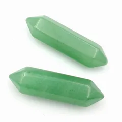 グリーンアベンチュリン ポイント型 2個 No.12 浄化用 天然石 パワーストーン 六角柱 穴なし 首飾り 魔除け 開運浄化 開運グッズ アクセサリパーツ ビーズクラブ