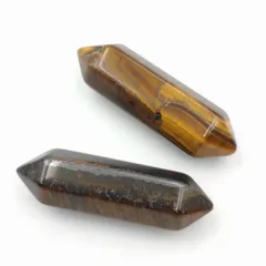 タイガーアイ ポイント型 2個 No.10 浄化用 天然石 パワーストーン 六角柱 穴なし 首飾り 魔除け 開運浄化 開運グッズ アクセサリパーツ ビーズクラブ