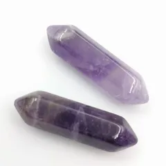 アメジスト ポイント型 2個 No.06 浄化用 天然石 パワーストーン 紫色 六角柱 穴なし 首飾り 魔除け 開運浄化 開運グッズ アクセサリパーツ ビーズクラブ