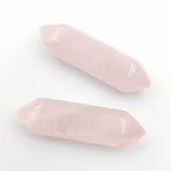 ローズクォーツ ポイント型 2個 No.03 浄化用 天然石 パワーストーン ピンク 六角柱 穴なし 首飾り 魔除け 開運浄化 開運グッズ アクセサリパーツ ビーズクラブ