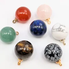 ビーズクラブ ペンダントトップ ラウンド 12mm 金 アソート ミックス7個セット金具付 パワーストーン  天然石