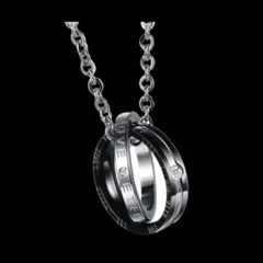 【N070】ネックレス　メンズ　レディース　ブラック＆シルバー　アクセサリー　ペンダント  ファッション