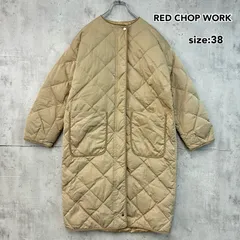 RED CHOP WORKS レッドチョップワークス キルティング ダウンコート ロング ノーカラー 38 ベージュ キャメル レディース RCW 中綿 フェザー CANAL JEAN キャナルジーン アウター 防寒 秋冬 即購入OK 7051 ★ ◆■