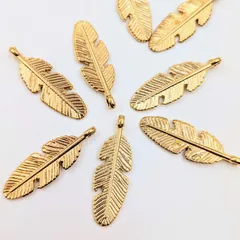 チャーム 羽 はね 小 アンティーク ゴールド 28mm 10個セット ビーズクラブ