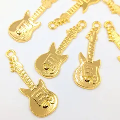 チャーム ギター ゴールド 30mm 10個セット ビーズクラブ