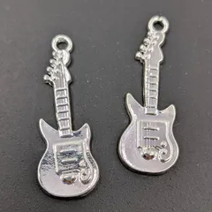 チャーム ギター シルバー 30mm 10個セット ビーズクラブ