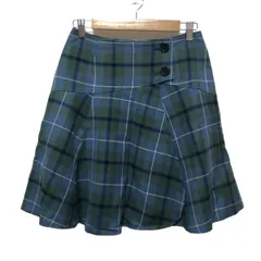 YORKLAND(ヨークランド) 巻きスカート サイズ11AR M レディース - ブルー×ダークグリーン×マルチ ひざ丈/チェック柄