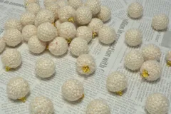 ツイードボール チャーム アイボリー 2個 19mm ラウンド ゴールド ハンドメイド パーツ ビーズクラブ