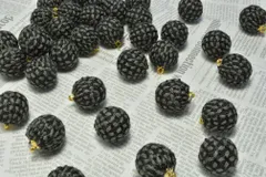 ツイードボール チャーム ブラック 2個 19mm ラウンド ゴールド ハンドメイド パーツ ビーズクラブ