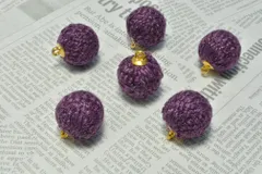 ツイードボール チャーム パープル 2個 19mm ラウンド ゴールド ハンドメイド パーツ ビーズクラブ