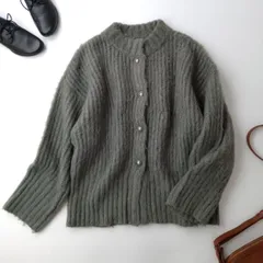 THE YOn ザヨン 2WAY モヘアライク ミックスシャギー ニットカーディガン Free カーキ(66E＋7304)25F