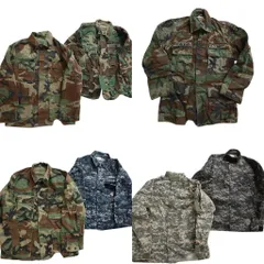 古着卸 まとめ売り 米軍民間 カモ柄 ジャケット ミリタリー 7枚セット (メンズ S /M ) デジカモ ブルー ウッドランド 中古 古着 ND4128