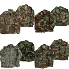 古着卸 まとめ売り 米軍実物 カモ柄 フィールドジャケット ミリタリー 8枚セット (メンズ S ) マルチカム ウッドランド 中古 古着 ND4123