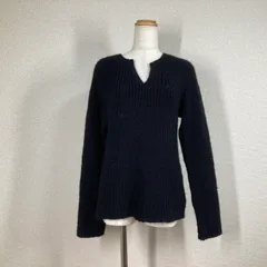 【アズノウアズ】ニット セーター 黒　ブラック　F　ドルマンスリーブ　 Vネック　キーネック 天竺編み　ローゲージニット ウール