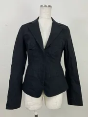 DKNY ディーケーエヌワイ 2 レディース ジャケット 黒×白　ストライプ　20260114-0002