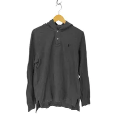 ポロバイラルフローレン Polo by RALPH LAUREN 90S ポニー刺繍 ハーフボタン コットン 鹿の子 フード付 L/S ポロシャツ メンズ import：M 