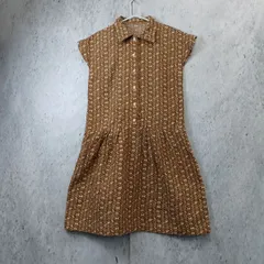 レディース ワンピース 半袖 ブラウン 夏物  ハンドメイド風 □〇