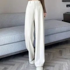 ☆ アイボリー ☆ Sサイズ ☆ パンツ レディース ストレート ロングパンツ レディース ストレートパンツ ワイド ストレート パンツ ワイドパンツ 長ズボン ズボン ロング丈 レディースパンツ ボトムス 美脚 ハイウエスト ゆったり 体型カバー 通勤