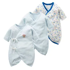 ☆ ブルー系 ☆ 新生児肌着 3枚セット ロンパース 綿100% コンビ肌着 セット ベビー肌着 ベビー 肌着 長袖 ベビーインナー 長袖肌着 3枚セット ベビー服 ベビーウェア 綿肌着 3枚組 コットン肌着 綿100％ 女の子 男の子 男女兼用