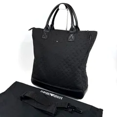 EMPORIO ARMANI エンポリオアルマーニ 2way トートバッグ ショルダーバッグ ビジネスバッグ A4収納可能 メンズ ブラック 黒 ナイロン レザー 通勤 イーグル 保存袋 現行モデル