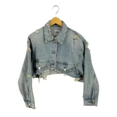 ザラ ZARA ダメージ加工 クロップド デニムジャケット レディース import：M 