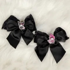 新品 クロミ マイメロ 黒リボン ヘアクリップ 2点