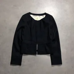 WH115●KUMIKYOKU 組曲 ：ノーカラージャケット ●2● ネイビー 裏地ドット フォーマル セレモニー スーツ