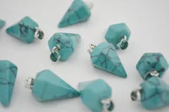 ビーズクラブ ターコイズ ペンダントトップ 角錐 銀 天然石 金具付 22mm 1個 パワーストーン