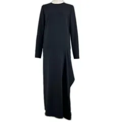 極美品▲YOKO CHAN ヨーコチャン YF034461 ラップスカート ロング丈 長袖 ワンピース ブラック 36 日本製 正規品 レディース