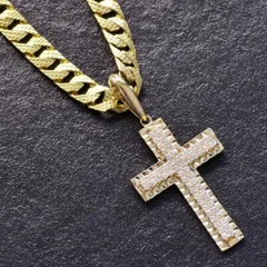 喜平 ネックレス 18金 K18 メンズ 十字架 クロスペンダント ダイヤモンド イエローゴールド リバーシブル 喜平チェーン 50cm キヘイ【アクセサリーマート/メルカリShops店】