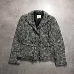 WH122●KUMIKYOKU：ツイードジャケット ●2● 黒/白 カットオフ 入学式 卒業式 セレモニー 組曲