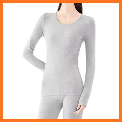 【新品】 [THREEGUN] あったかインナー レディース 綿 インナーシャツ 長袖インナー 肌着 アンダーシャツ インナー ネックひろめ 長袖シャツ 綿混 薄手 秋 冬(日本サイズXL) 0