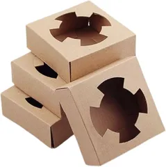 Solvanta 紙製 Dカップホルダー ドリンクホルダー テイクアウトホルダー 紙コップホルダー 紙製カップホルダー 業務用 1個用 クラフト紙 厚手 紙袋用 テイクアウト用品 (ブラウン,  幅9.5x奥行9.5x高さ3.7cm50枚セット)