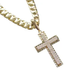 喜平 ネックレス 18金 K18 メンズネックレス 十字架 クロスペンダント ダイヤモンド イエローゴールド 喜平チェーン 50cm キヘイ