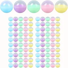 Solvanta カプセル 小型 5色 100個セット 空カプセル ハーフクリアタイプ (パステルカラー,  直径3.2cm)